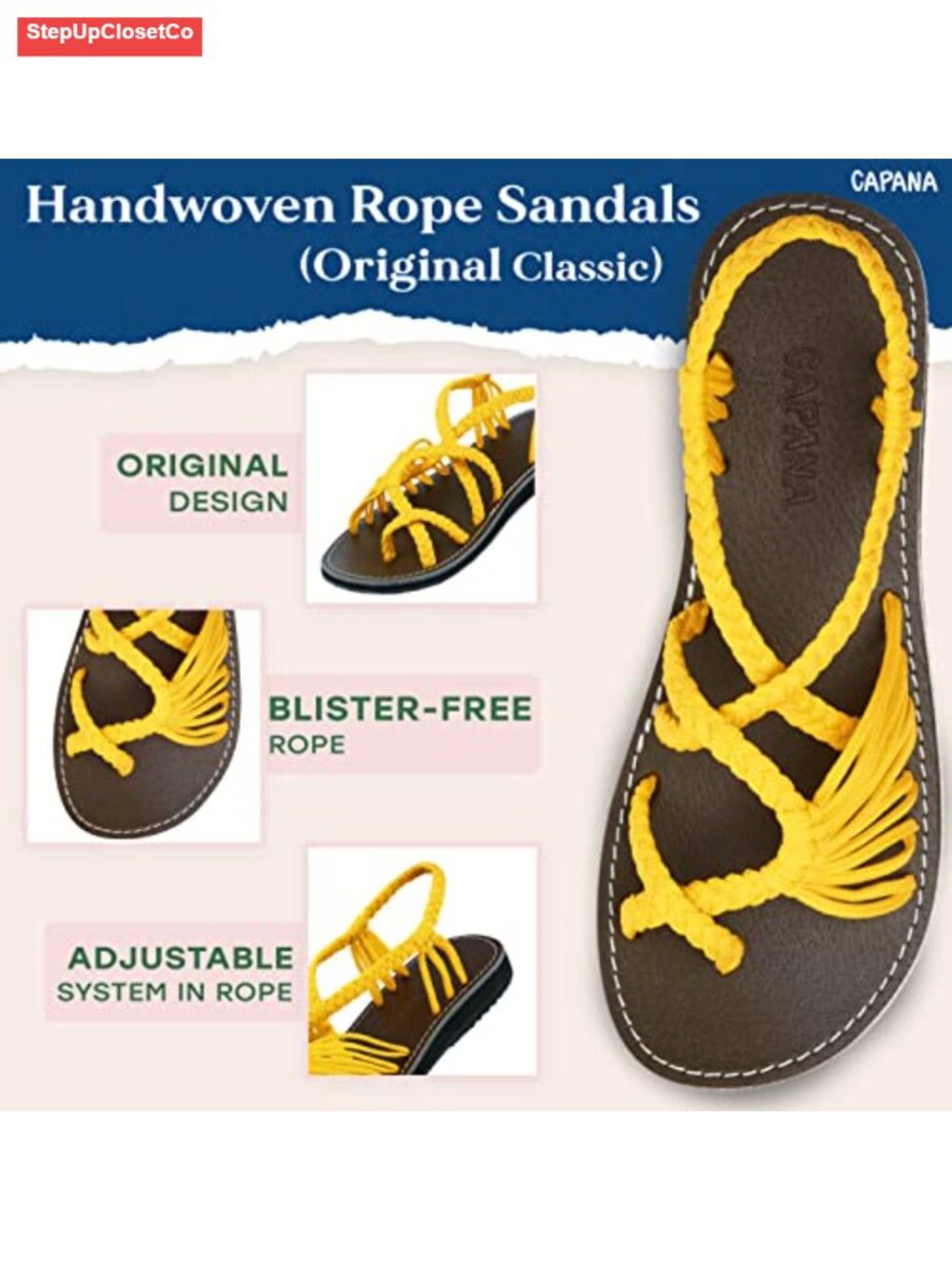 Woven Women's Flat Sandals - Strappy Braided Rope Sandals Summer Boho Flats - Picture 3 of 6